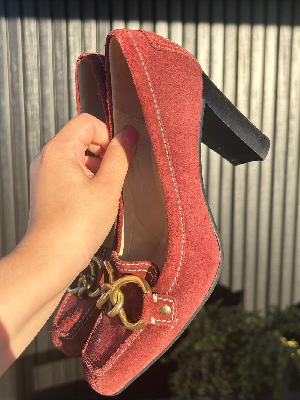 Coach Krystle Burgundy Suede Block Heel - Picture 1 of 6